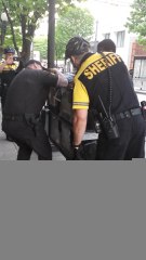 Police officer accepts challenge from random pedestrian