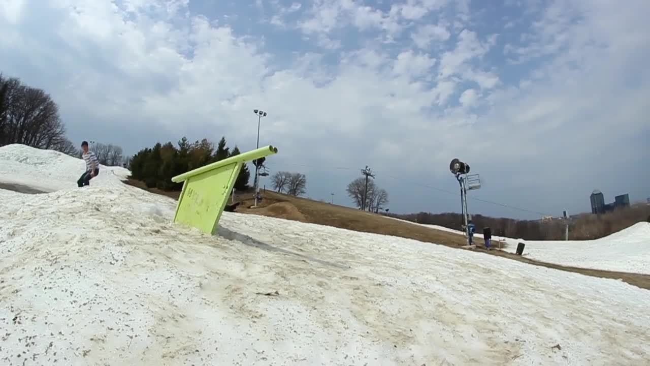 Extremely lucky snowboard wipeout?