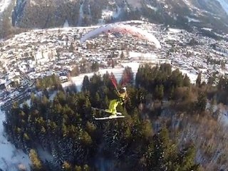 Speed Flyer Does Barrel Rolls Over Chamonix