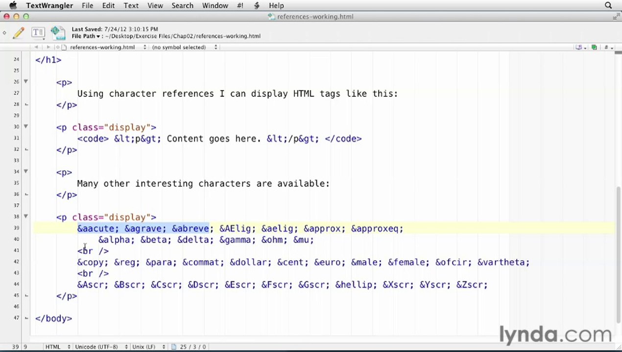 13 - Displaying characters with references