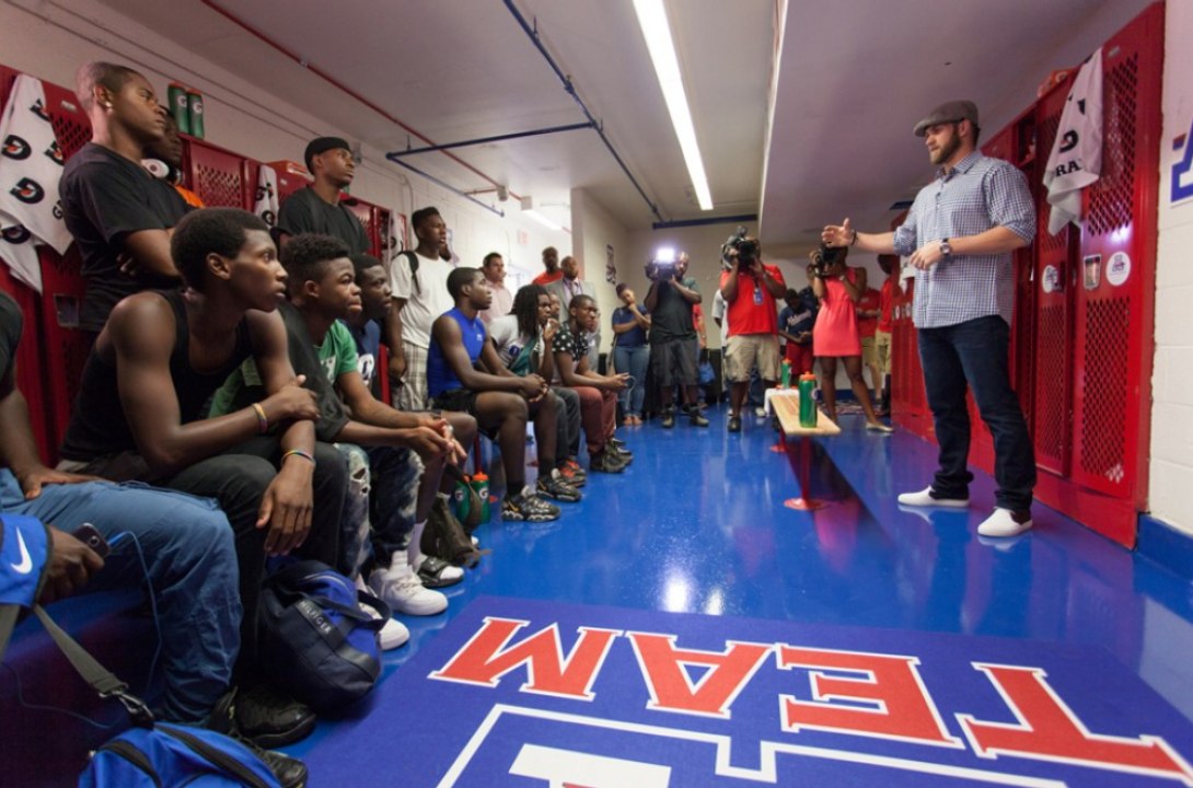 Bryce Harper met with silence during surprise school visit