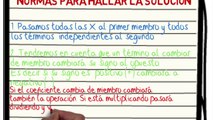 Metodo para resolver ecuaciones de primer grado con una incognita