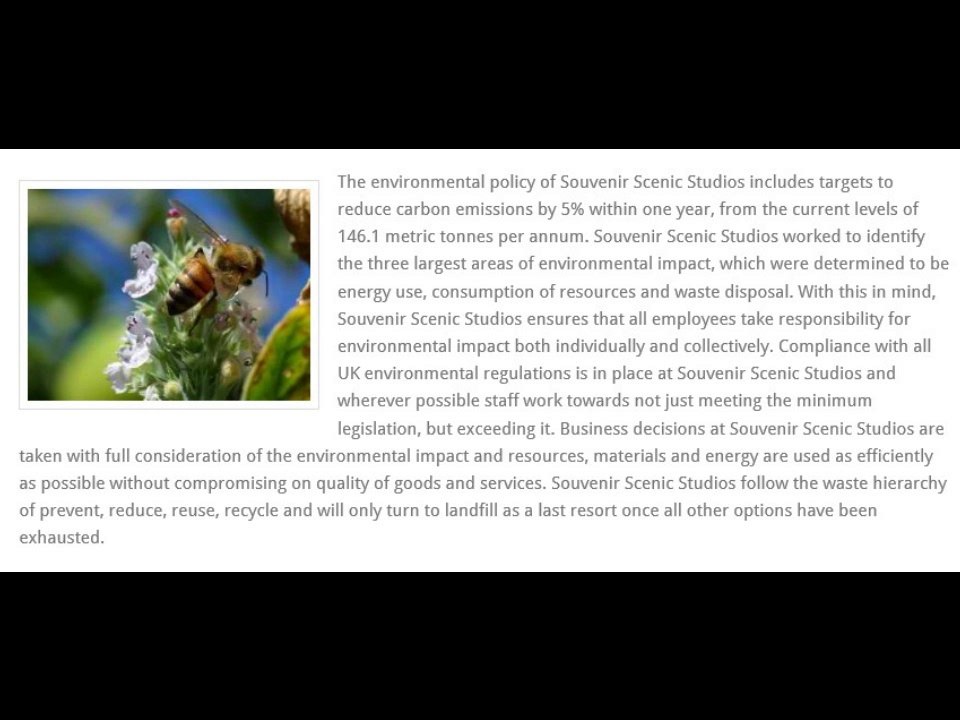 Souvenir Scenic Studios Reducing Environmental Impact