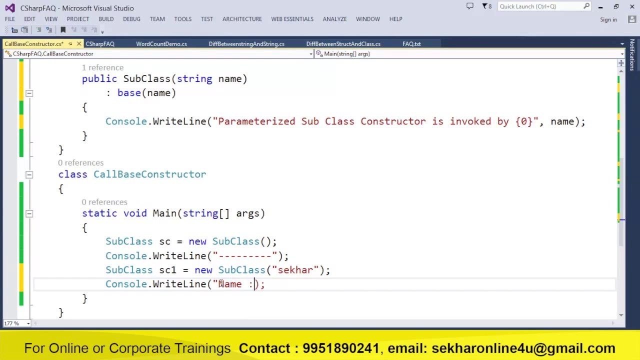 How to call base class constructor from derived class in C#