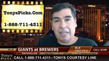 MLB Pick Milwaukee Brewers vs. San Francisco Giants Odds Prediction Preview 8-6-2014