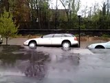 Road Collapses And Destroys Dozens Of Cars