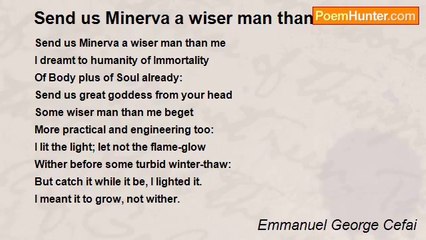 Emmanuel George Cefai - Send us Minerva a wiser man than me