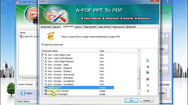 How to stamp a new PDF file with an image watermark while converting PPT to PDF?