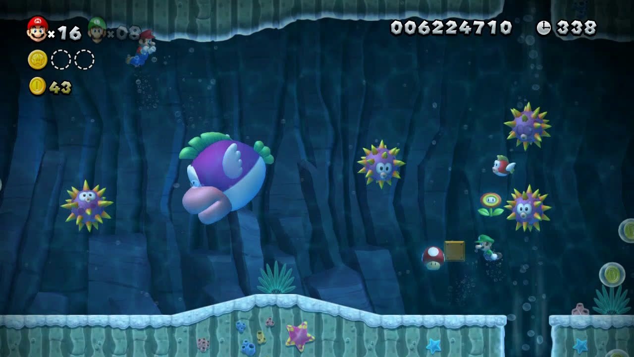 New Super Mario Bros. U - Route de l'étoile - 9-3 : Baignade interdite