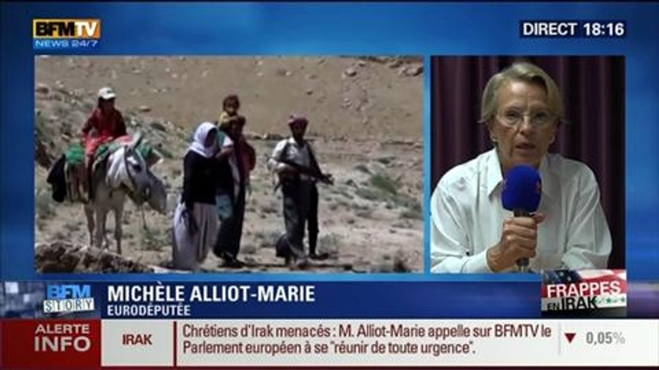 BFM Story: Irak: " l'Europe a un devoir vis-à-vis des chrétiens et de responsabilité internationale pour la paix " , déclare Michèle Alliot-Marie - 08/08