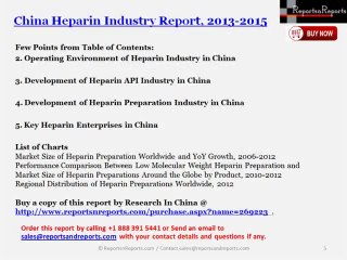 Overview of China Heparin Market Supply & Demand, Competition Pattern, Forecasts to 2015