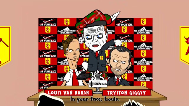 LOUIS VAN GAAL MANCHESTER UNITED PRESS CONFERENCE by 442oons for FullTimeDEVILS (football cartoon)
