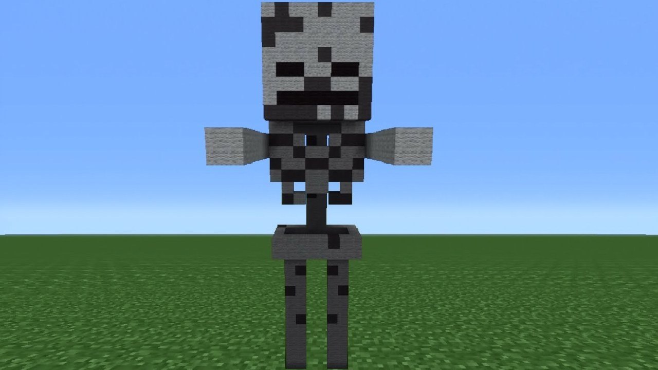 Minecraft Tutorial: How To Make A Skeleton Statue
