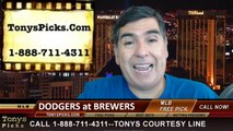MLB Pick Milwaukee Brewers vs. LA Dodgers Odds Prediction Preview 8-9-2014