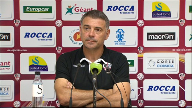 Conférence de presse AC Ajaccio - FC Sochaux-Montbéliard (0-2) : Christian BRACCONI (ACAJ) - Olivier ECHOUAFNI (FCSM) - 2014/2015