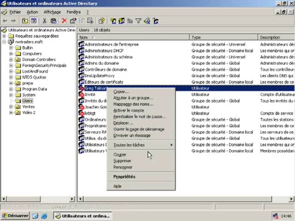 Création d'un modèle de compte utilisateur