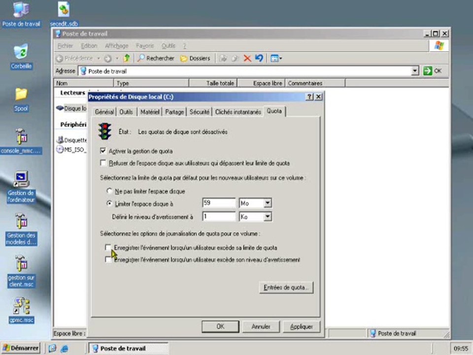 Activer la Gestion des quotas