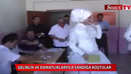 Gelinle damat düğünden önce sandığa koştu