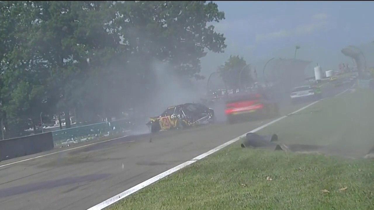 Nascar Sprint Cup 2014 Watkins Glen Huge Crash Newman Mcdowell Airborne