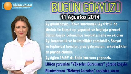 TERAZİ Burcu, GÜNLÜK Astroloji Yorumu 11 Ağustos 2014, Astrolog DEMET BALTACI Bilinç Okulu