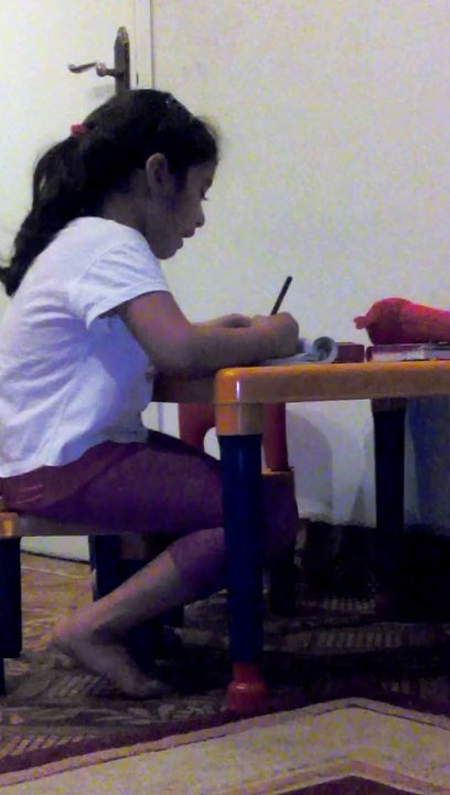 Aroush crying during study
