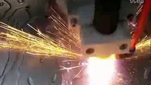 CNC plasma cutting machine work on steel for cutting video
