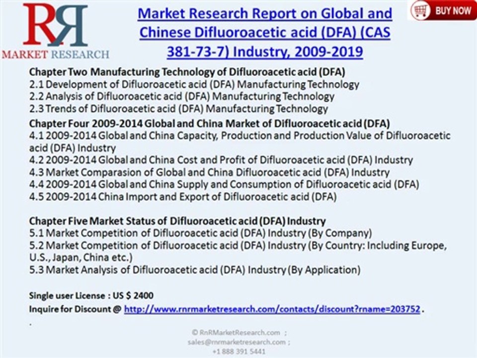 Global and Chinese Difluoroacetic acid (DFA) (CAS 381-73-7) Industry