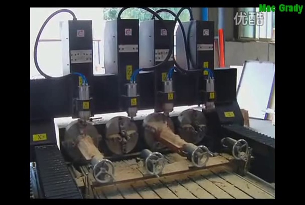 Multi heads 4 axis cnc router machine,wood sculpture engraving machine working video