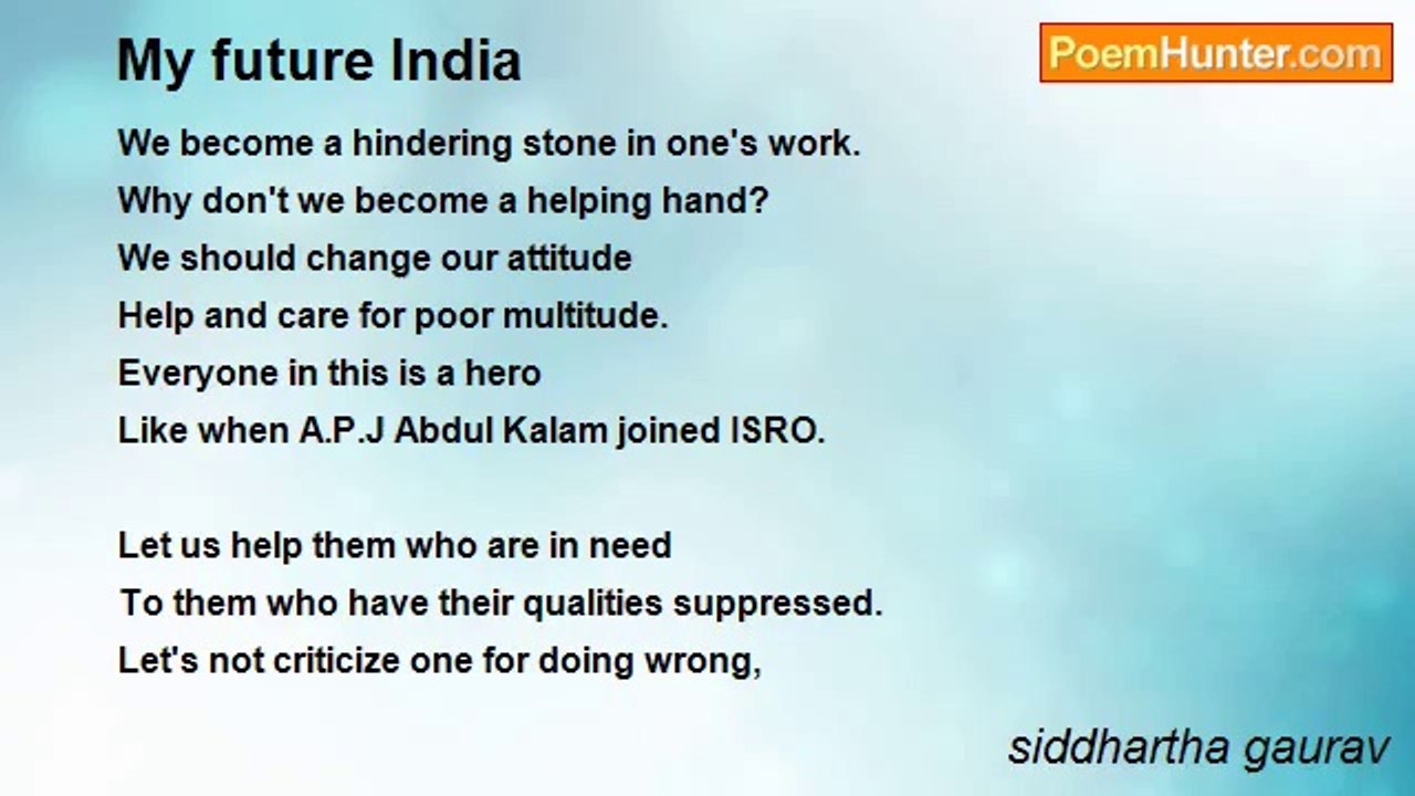 siddhartha gaurav - My future India