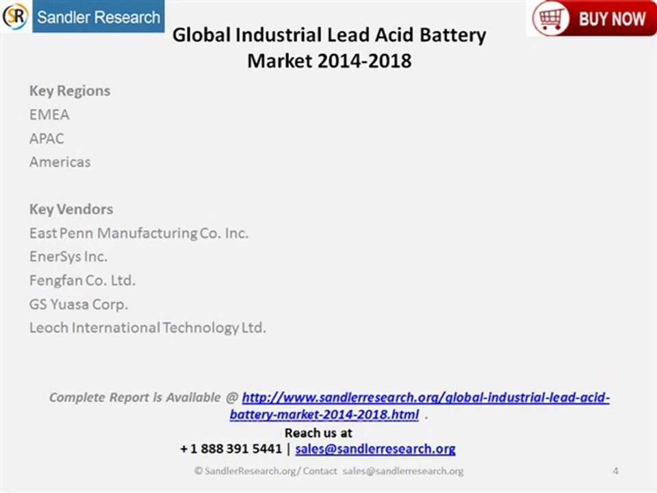 Global Industrial Lead Acid Battery Market 2014-2018