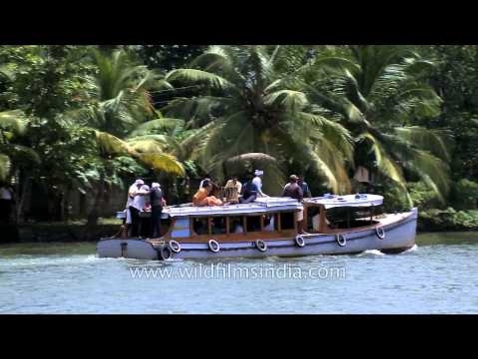 Motor boat sailing over Pamba river - Kerala
