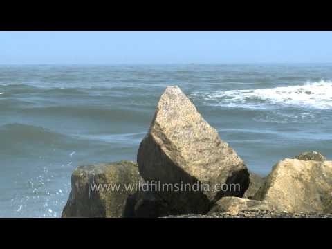 Waves of Arabian sea in Neendakara beach, Kerala