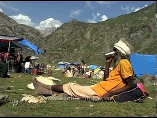 Pilgrims rest on their way to Amarnath Shrine - South Kashmir