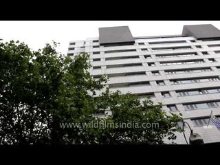 Mercedes building and drive through Berlin in Germany