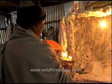 Pilgrims gather for aarti during Amarnath Yatra