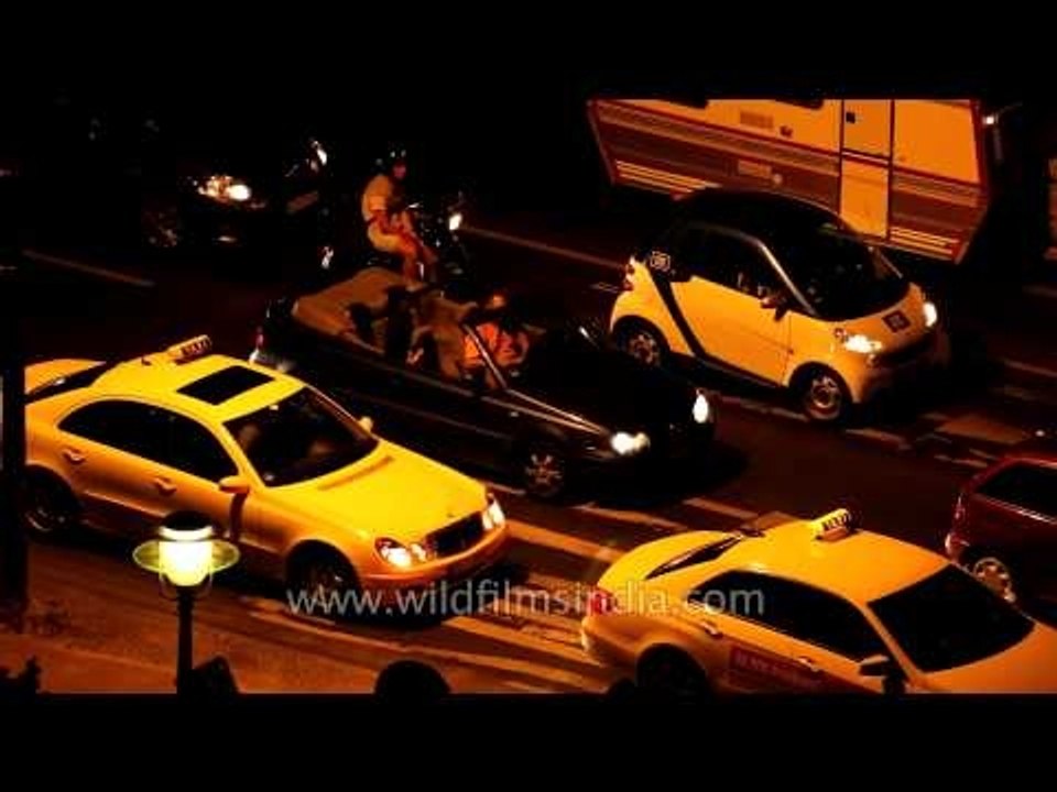 Weekend night traffic on Potsdamer Strause, Berlin, Germany