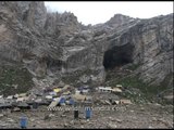 Devotees stand in queue to worship Lord Shiv at Amarnath cave