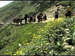 Download Video: Hindu pilgrims walk towards the cave shrine of Amarnath