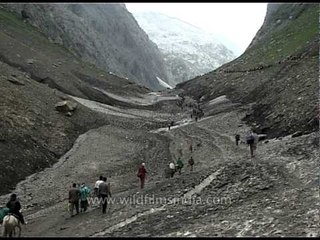 Video herunterladen: Amarnath pilgrims heading towards holy shrine