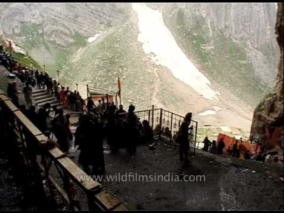 Devotees gather to worship Lord shiva at Amarnath cave shrine