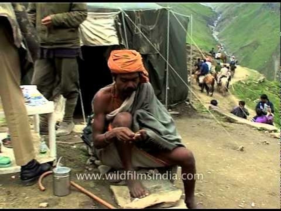 Hindu devotees at a medical camp en route Amarnath temple