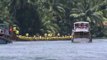 Participants are paddling hard to win Champakulam snake boat race