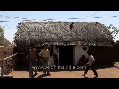 Thatched roof of mud hut - India