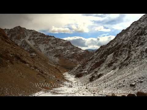 Clouds moving over Ladakh mountains