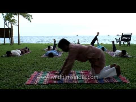 Yoga sessions at Punnamada backwaters resort - Kerala