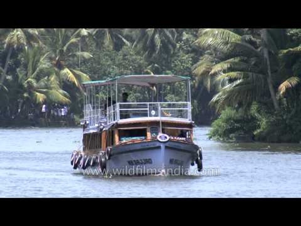 Motor boats in backwaters of Kerala