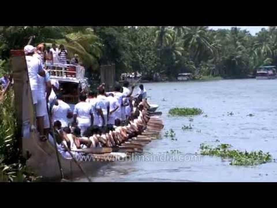 Participants ready to start the race - Champakulam snake boat race