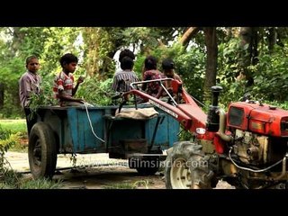 Kids sitting on a tractor in Sunder Nursery - Delhi