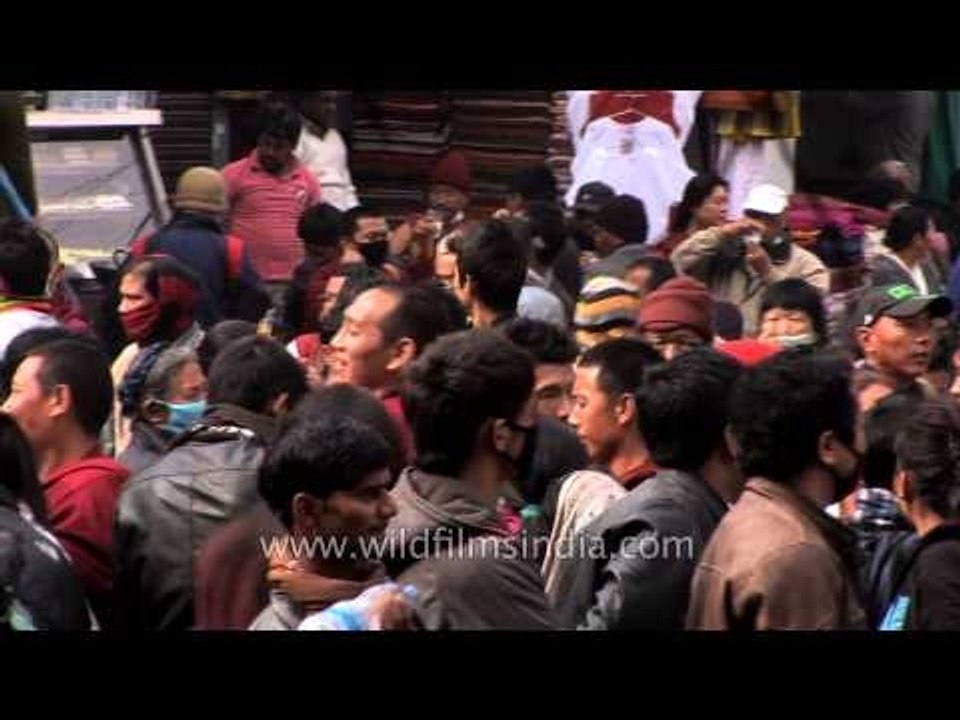 Tibetan monks carry idols of Buddha: Kalachakra, Bodhgaya