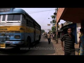 Traffic crawls on a road in Kolkata